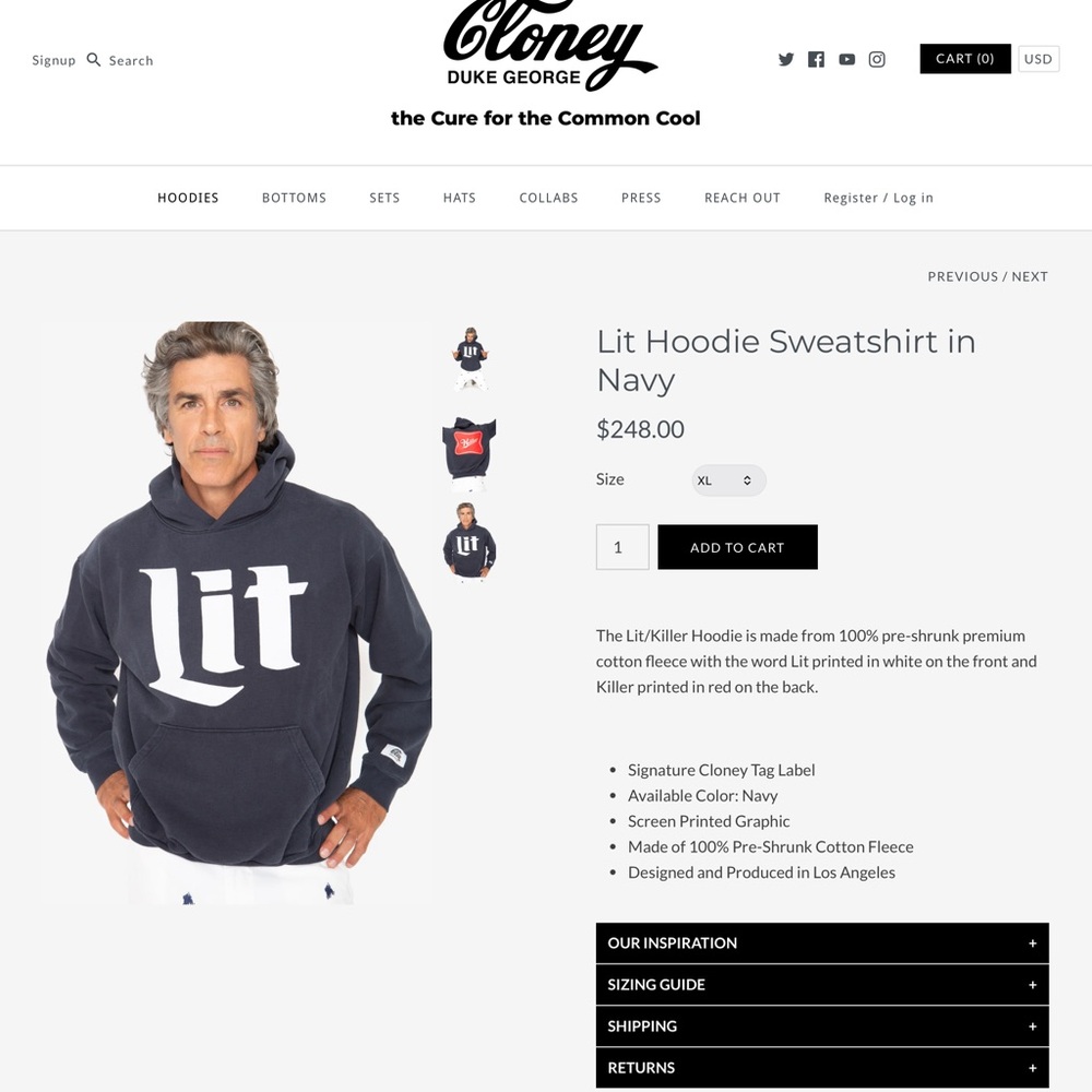 Lit Pullover Hoodie in Navy - Men's Hoodie